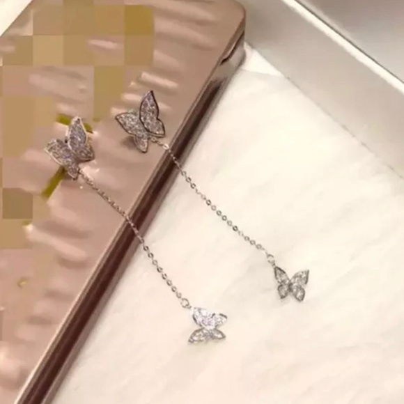 Crystal Butterfly Drop Earrings - Picture 5 of 5